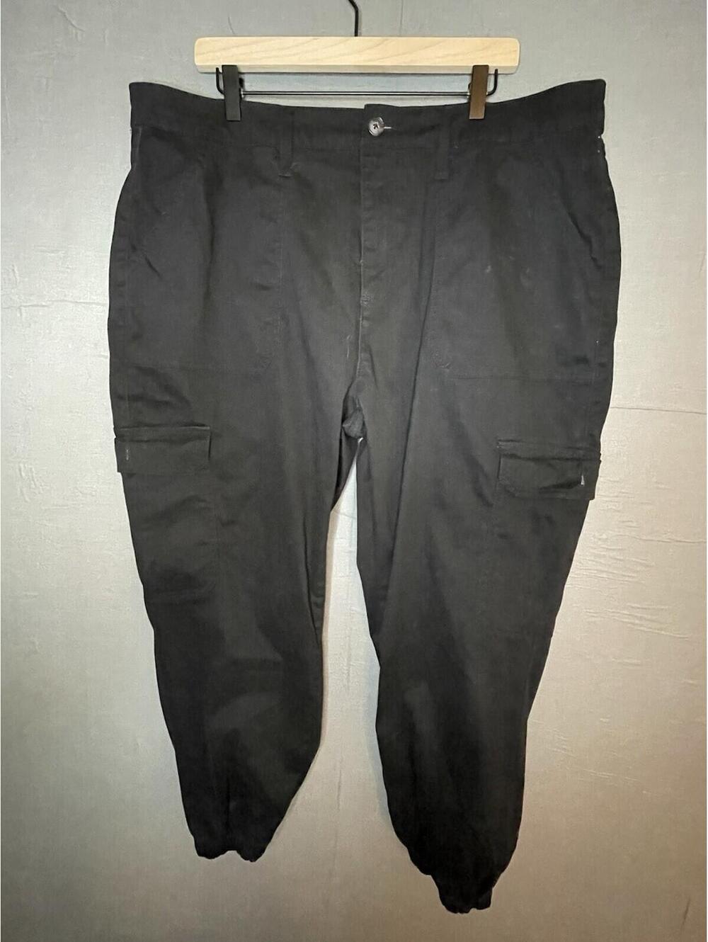Terra & Sky 20W Cargo Jogger Pants Black Plus Size Stretch Twill Utility Casual